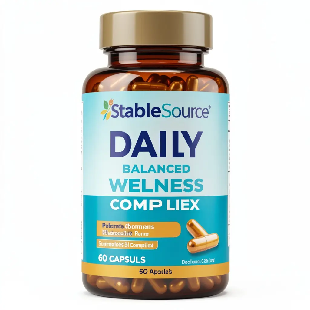 StableSource Daily balanced wellness complex bottle with 60 capsules